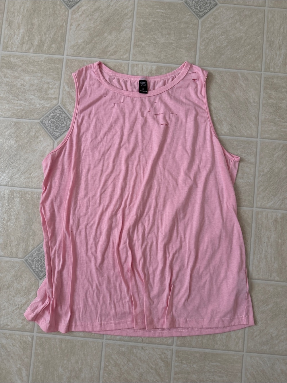 Emery Rose Pink Ripped Tank